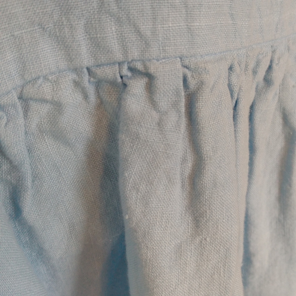 Nantucket Summer 100% Linen Sea Blue Beach Dress Classic House Picnic Cottage L - Picture 5 of 16